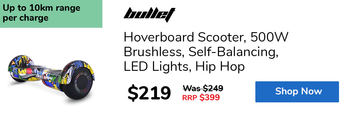 Hoverboard Scooter, 500W Brushless, Self-Balancing, LED Lights, Hip Hop