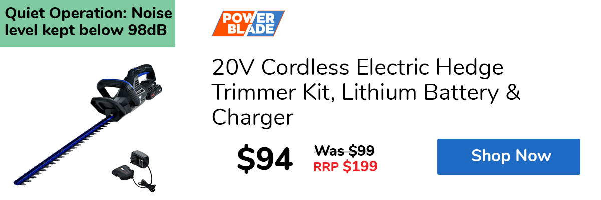 20V Cordless Electric Hedge Trimmer Kit, Lithium Battery & Charger
