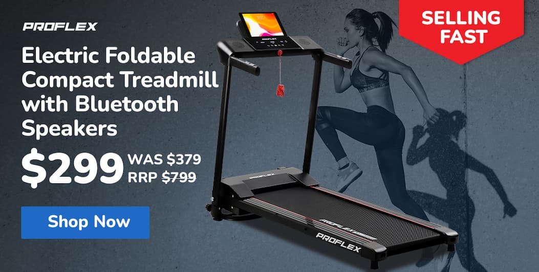 PROFLEX Electric Foldable Compact Treadmill with Bluetooth Speakers, Digital Device Stand - Black