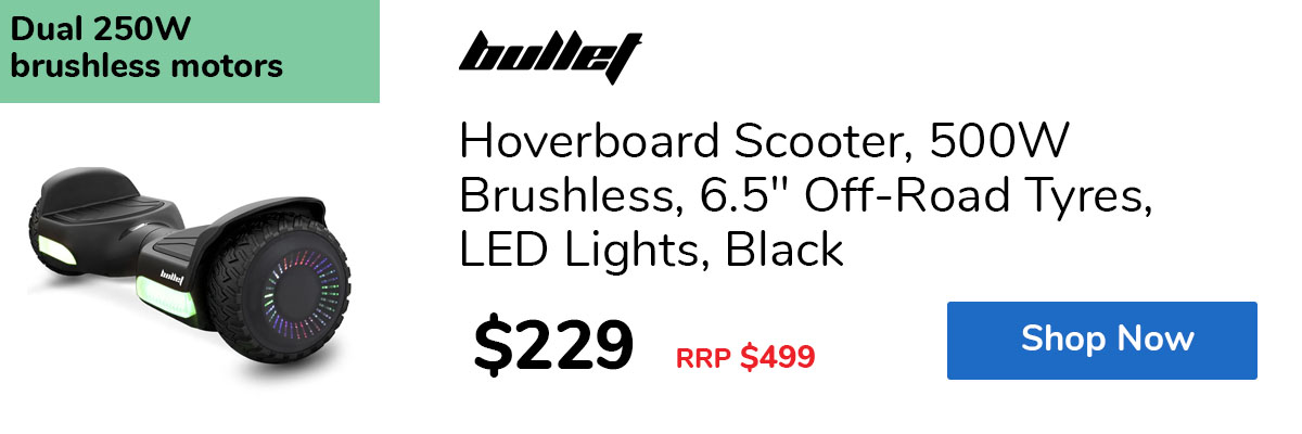 Hoverboard Scooter, 500W Brushless, 6.5" Off-Road Tyres, LED Lights, Black