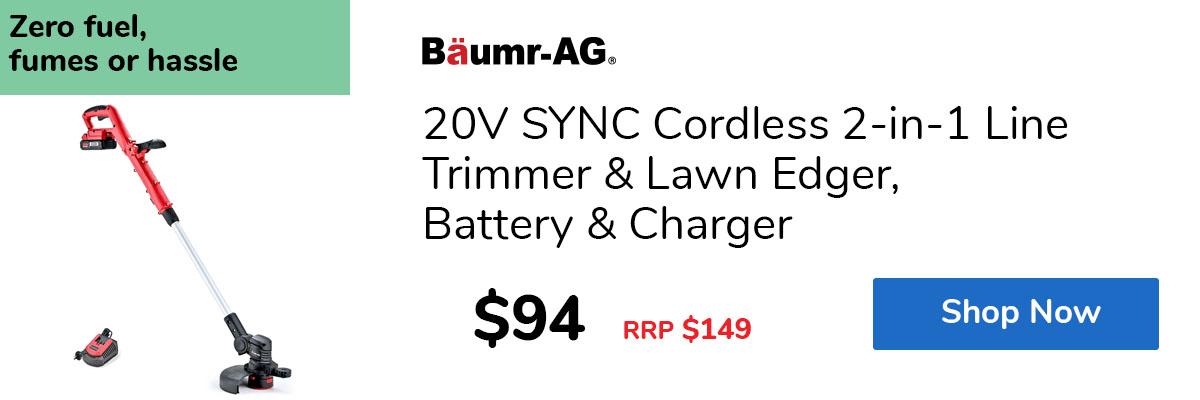 20V SYNC Cordless 2-in-1 Line Trimmer & Lawn Edger, Battery & Charger
