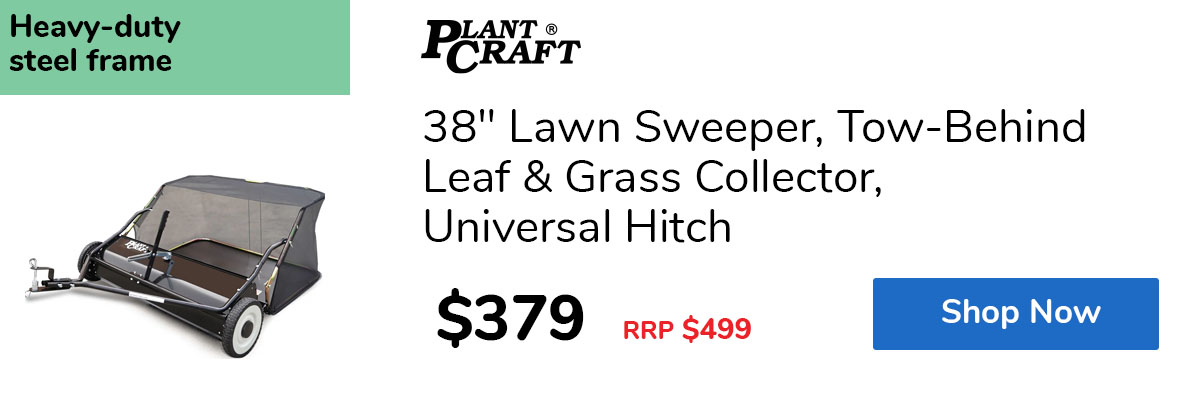 38" Lawn Sweeper, Tow-Behind Leaf & Grass Collector, Universal Hitch