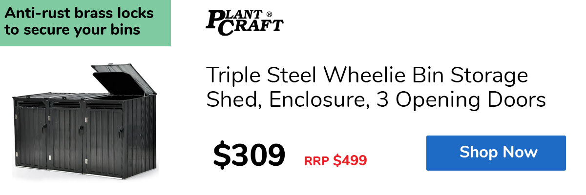 Triple Steel Wheelie Bin Storage Shed, Enclosure, 3 Opening Doors