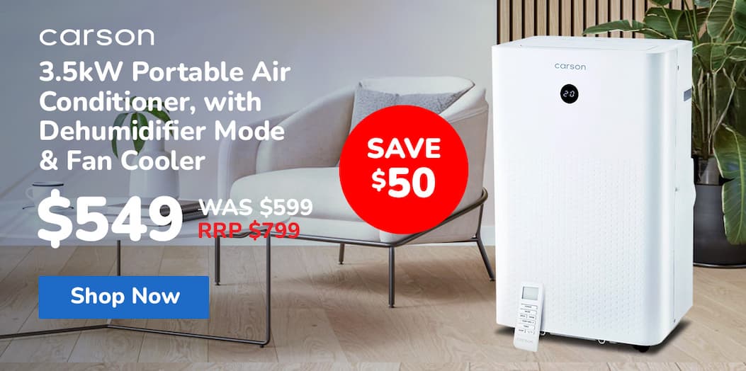 CARSON 3.5kW Portable Air Conditioner, with Dehumidifier Mode & Fan Cooler