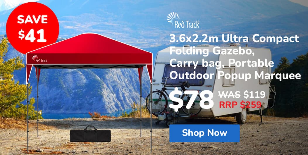 RED TRACK 3.6x2.2m Ultra Compact Folding Gazebo, Carry bag, Portable Outdoor Popup Marquee for Camping Beach