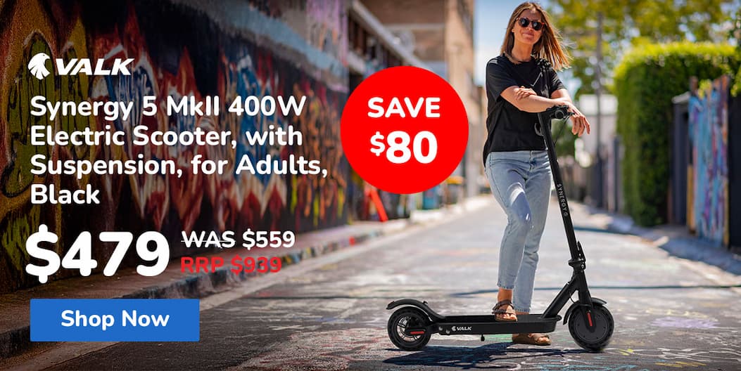 VALK Synergy 5 MkII 400W Electric Scooter, with Suspension, for Adults, Black