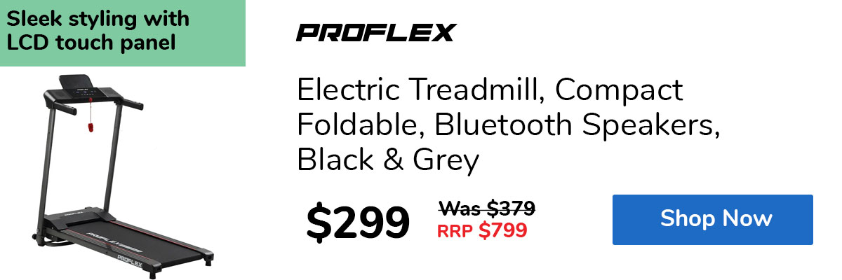 Electric Treadmill, Compact Foldable, Bluetooth Speakers, Black & Grey