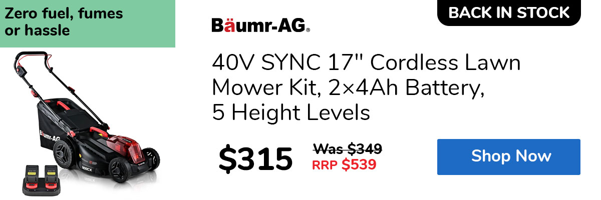 40V SYNC 17" Cordless Lawn Mower Kit, 2×4Ah Battery, 5 Height Levels
