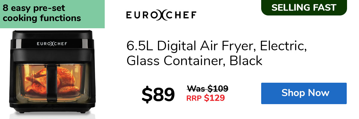 6.5L Digital Air Fryer, Electric, Glass Container, Black