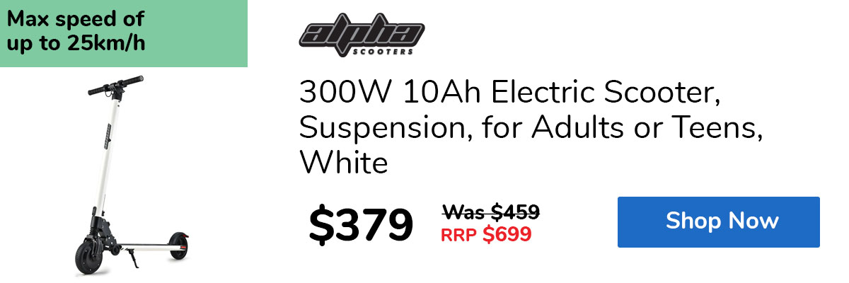 300W 10Ah Electric Scooter, Suspension, for Adults or Teens, White
