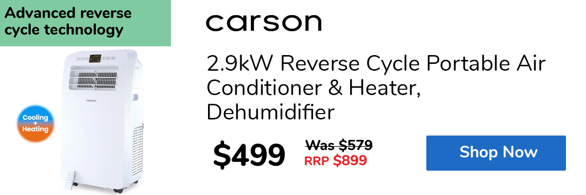 2.9kW Reverse Cycle Portable Air Conditioner & Heater, Dehumidifier