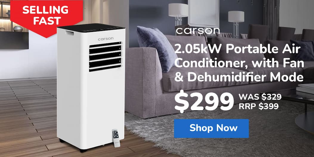 CARSON 2.05kW Portable Air Conditioner, with Fan & Dehumidifier Mode, Remote Control, 24hr Timer, Sleep Mode