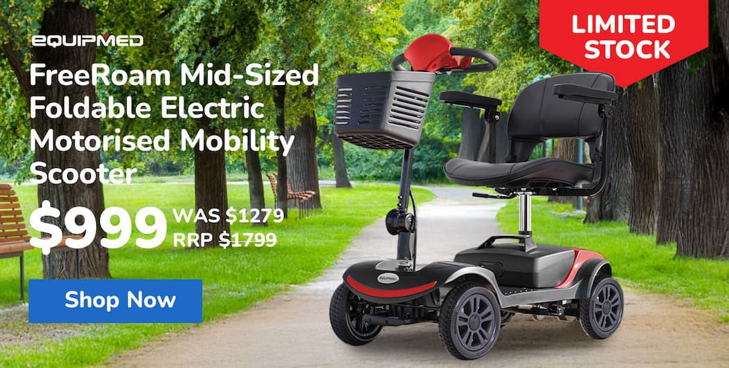 EQUIPMED FreeRoam Mid-Sized Foldable Electric Motorised Mobility Scooter - Red