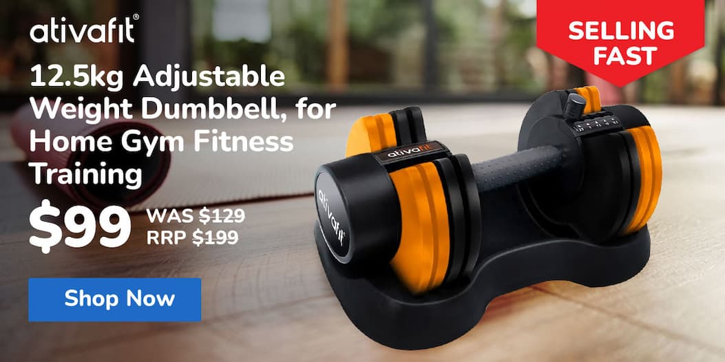 ATIVAFIT 12.5kg Adjustable Weight Dumbbell, for Home Gym Fitness Training