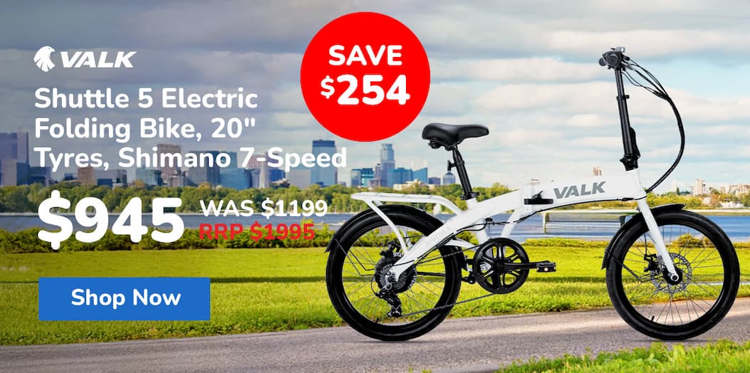 VALK Shuttle 5 Electric Folding Bike, 20" Tyres, Shimano 7-Speed, White