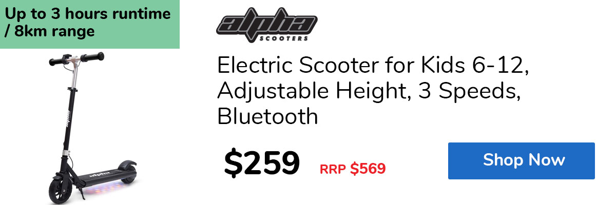 Electric Scooter for Kids 6-12, Adjustable Height, 3 Speeds, Bluetooth