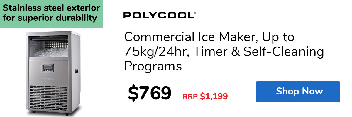 Commercial Ice Maker, Up to 75kg/24hr, Timer & Self-Cleaning Programs