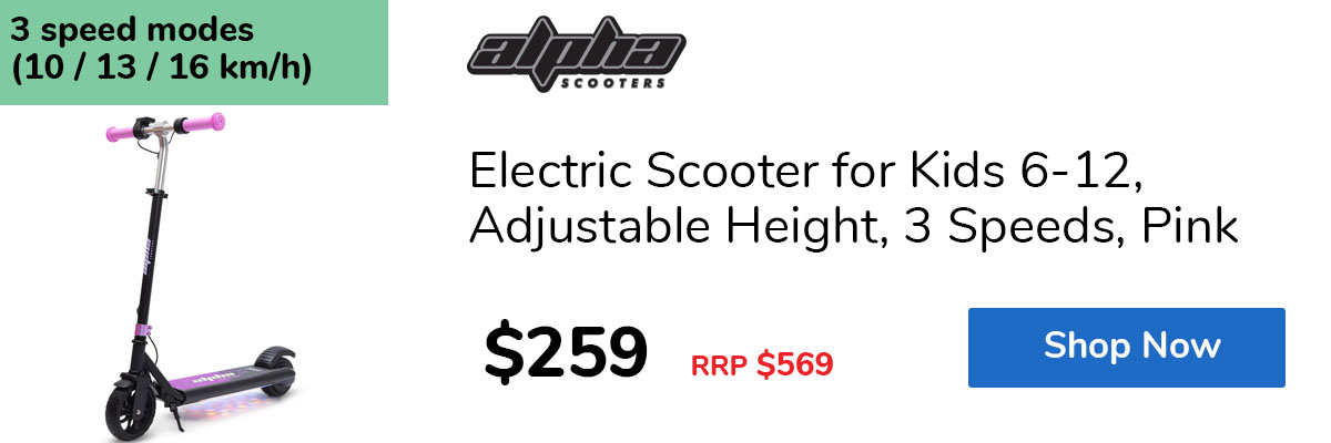 Electric Scooter for Kids 6-12, Adjustable Height, 3 Speeds, Pink