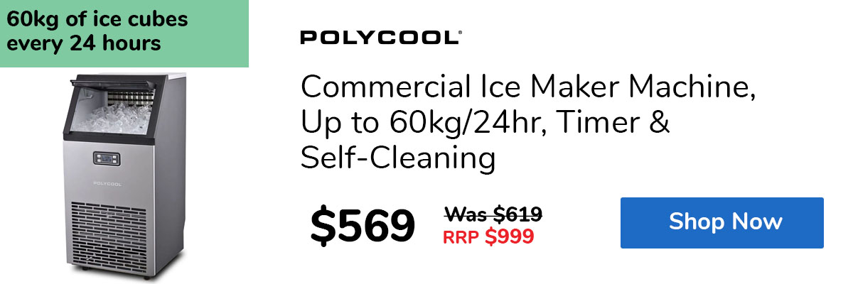 Commercial Ice Maker Machine, Up to 60kg/24hr, Timer & Self-Cleaning