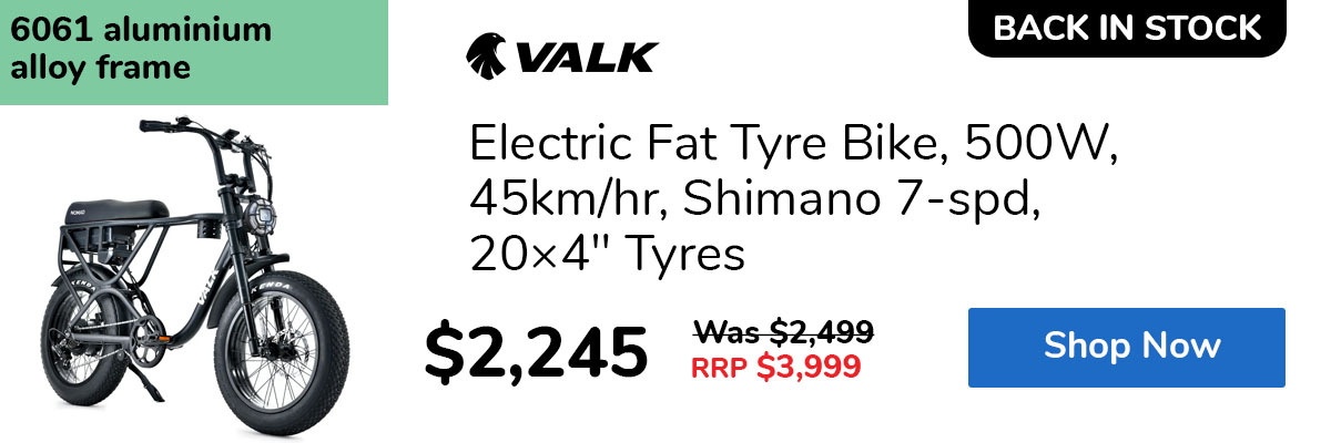 Electric Fat Tyre Bike, 500W, 45km/hr, Shimano 7-spd, 20×4" Tyres
