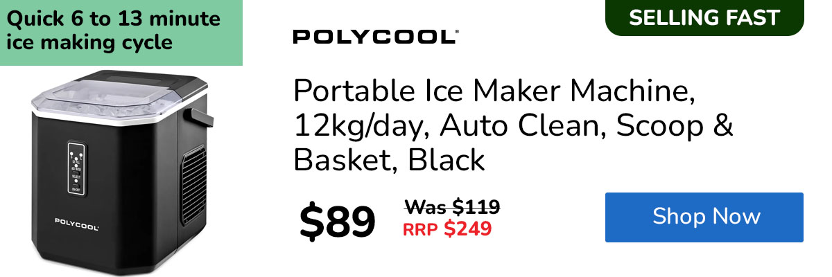 Portable Ice Maker Machine, 12kg/day, Auto Clean, Scoop & Basket, Black