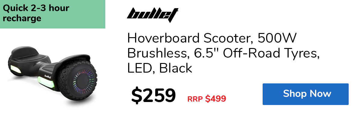 Hoverboard Scooter, 500W Brushless, 6.5" Off-Road Tyres, LED, Black