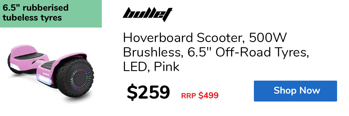 Hoverboard Scooter, 500W Brushless, 6.5" Off-Road Tyres, LED, Pink