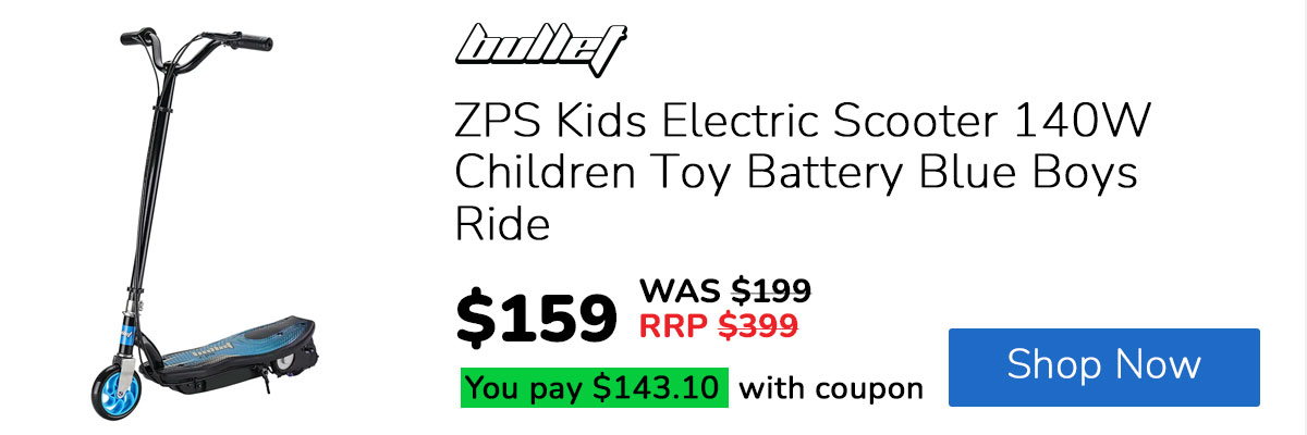 BULLET ZPS Kids Electric Scooter 140W Children Toy Battery Blue Boys Ride