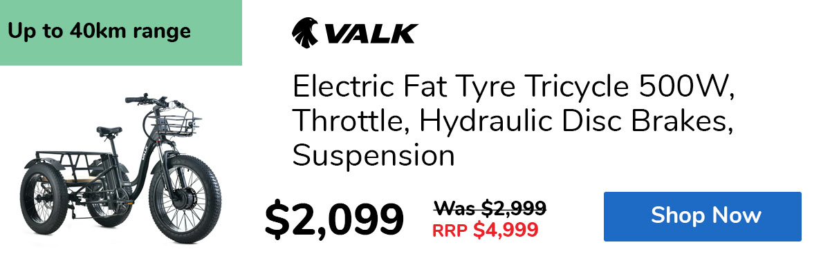 Electric Fat Tyre Tricycle 500W, Throttle, Hydraulic Disc Brakes, Suspension