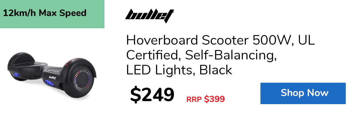 Hoverboard Scooter 500W, UL Certified, Self-Balancing, LED Lights, Black