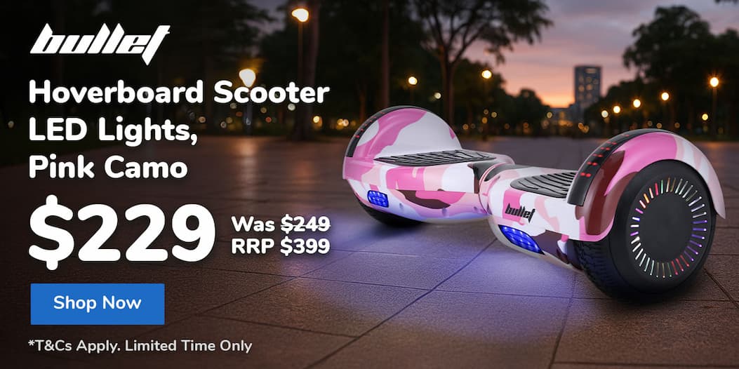 Hoverboard Scooter, LED Lights, Pink Camo