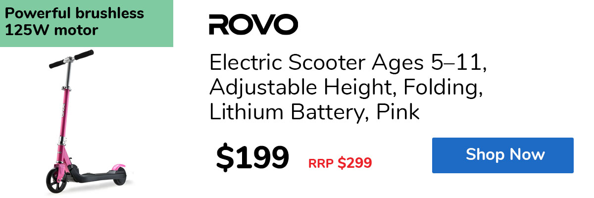 Electric Scooter Ages 5–11, Adjustable Height, Folding, Lithium Battery, Pink