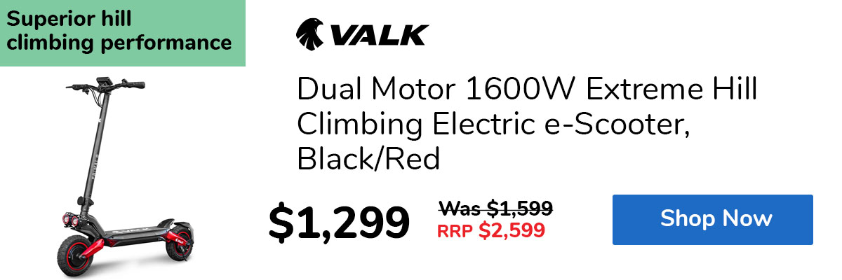 Dual Motor 1600W Extreme Hill Climbing Electric e-Scooter, Black/Red