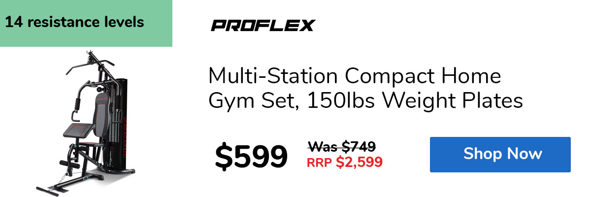 Multi-Station Compact Home Gym Set, 150lbs Weight Plates