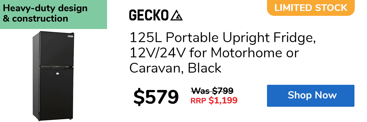 125L Portable Upright Fridge, 12V/24V for Motorhome or Caravan, Black