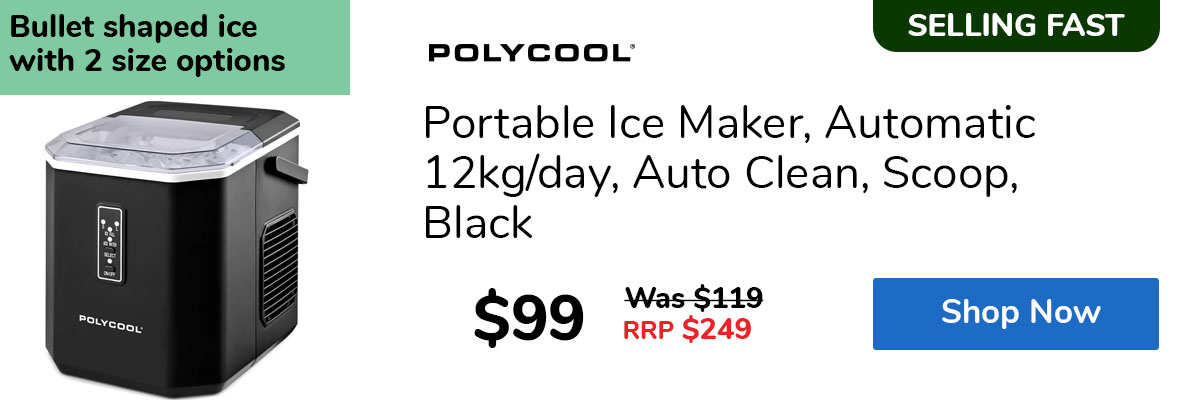 Portable Ice Maker, Automatic 12kg/day, Auto Clean, Scoop, Black
