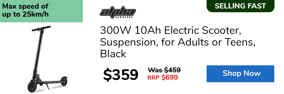 300W 10Ah Electric Scooter, Suspension, for Adults or Teens, Black