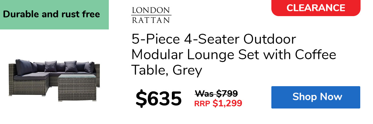 5-Piece 4-Seater Outdoor Modular Lounge Set with Coffee Table, Grey