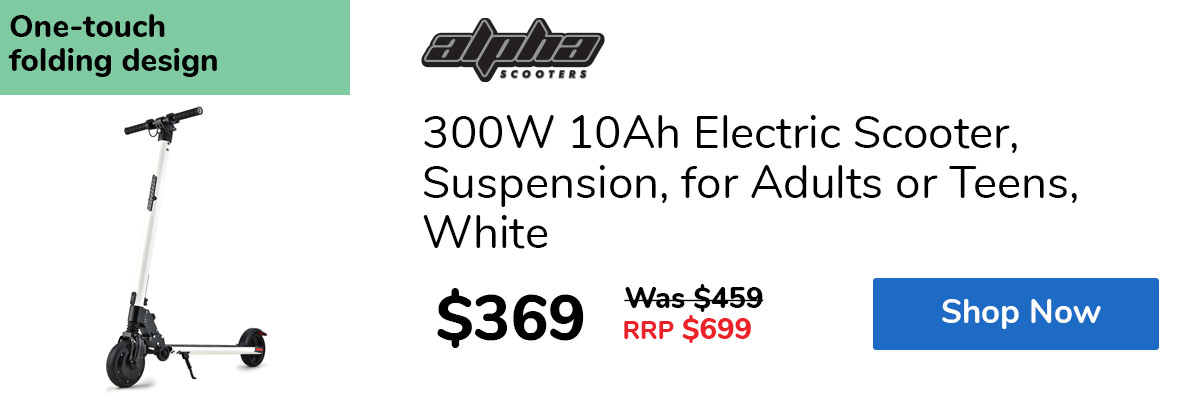 300W 10Ah Electric Scooter, Suspension, for Adults or Teens, White