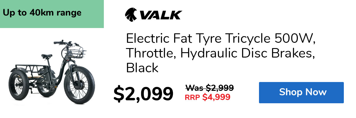 Electric Fat Tyre Tricycle 500W, Throttle, Hydraulic Disc Brakes, Black