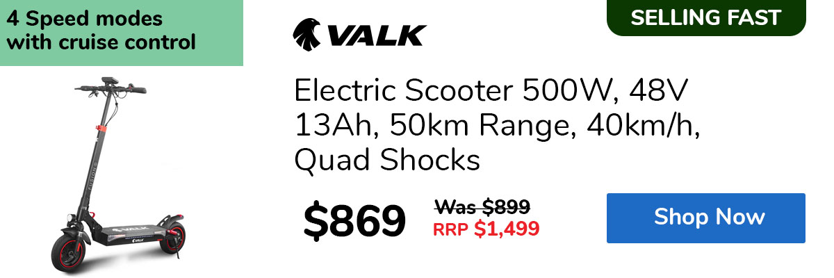 Electric Scooter 500W, 48V 13Ah, 50km Range, 40km/h, Quad Shocks