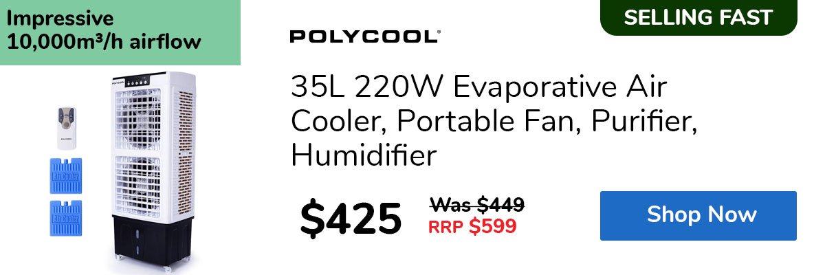 35L 220W Evaporative Air Cooler, Portable Fan, Purifier, Humidifier