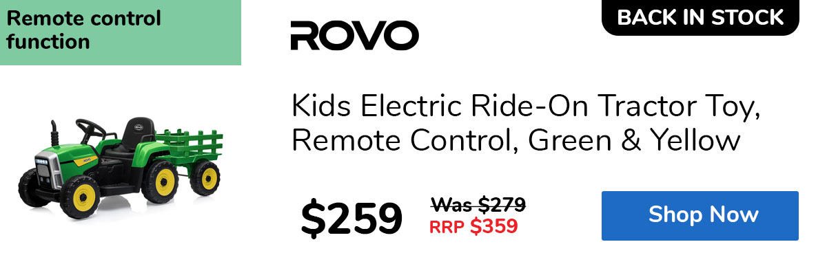 Kids Electric Ride-On Tractor Toy, Remote Control, Green & Yellow