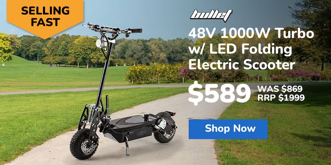 BULLET Black 48V 1000W Turbo w/ LED Folding Electric Scooter For Adults- Stealth 1-6