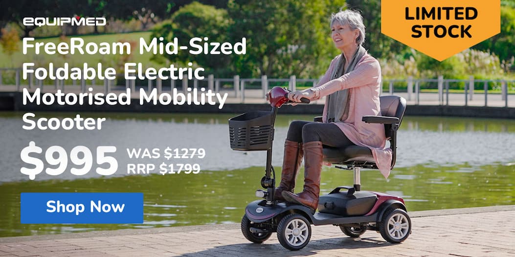 EQUIPMED FreeRoam Mid-Sized Foldable Electric Motorised Mobility Scooter - Red