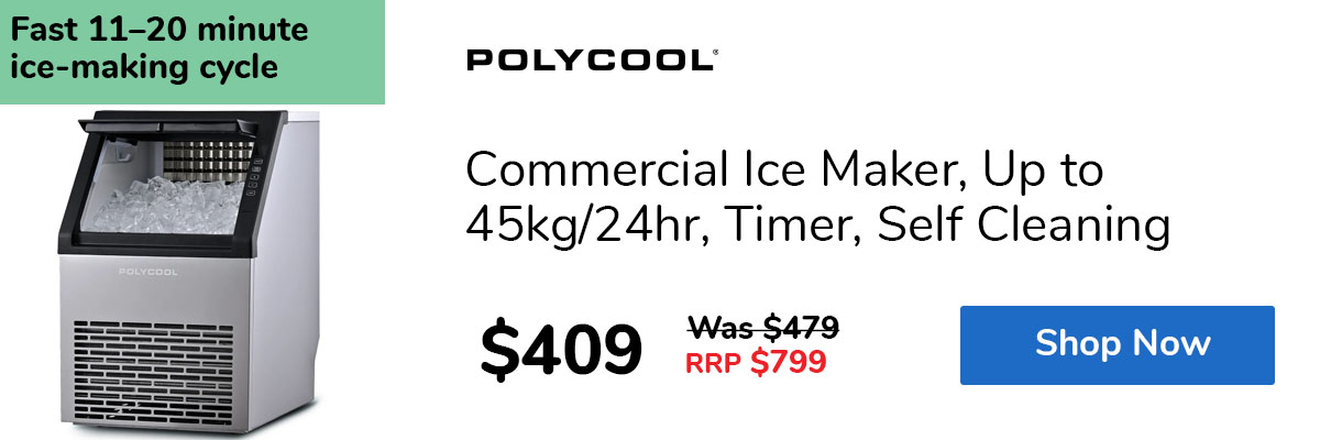 Commercial Ice Maker, Up to 45kg/24hr, Timer, Self Cleaning