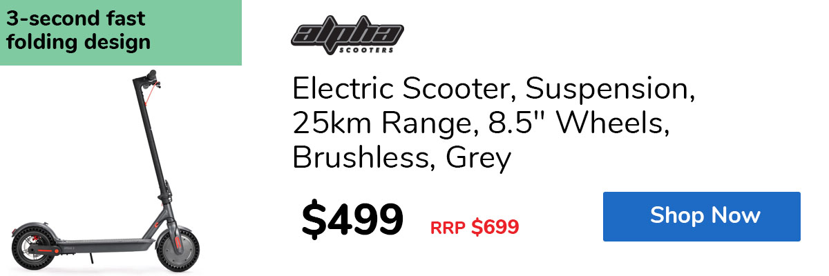 Electric Scooter, Suspension, 25km Range, 8.5" Wheels, Brushless, Grey