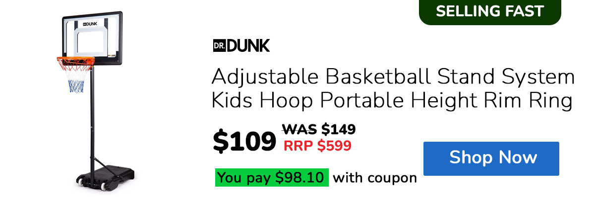 Dr. Dunk Adjustable Basketball Stand System Kids Hoop Portable Height Rim Ring
