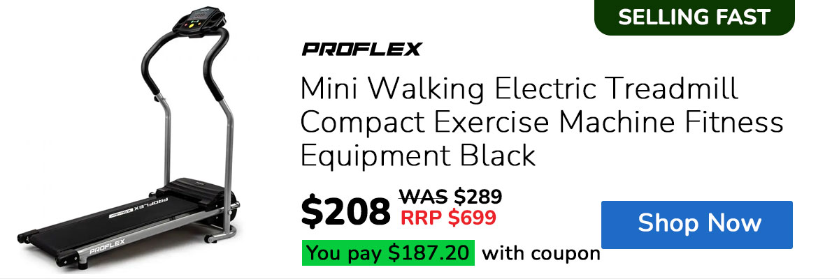 PROFLEX Mini Walking Electric Treadmill Compact Exercise Machine Fitness Equipment Black