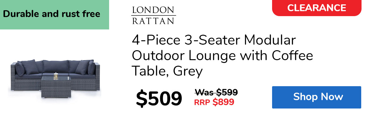 4-Piece 3-Seater Modular Outdoor Lounge with Coffee Table, Grey
